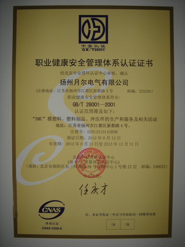 職業(yè)健康安全管理體系認(rèn)證證